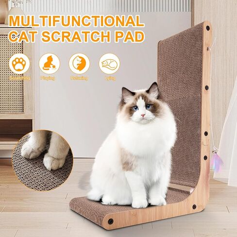 L Shape Cat Scratcher, Cat Scratchers, 23.6 Inch L-Shape Cat Scratch Pads with Built-in Catnip Toy Balls, Wall-Mount Cat Scratchers for Indoor Cats (L Shape) in Saudi Arabia