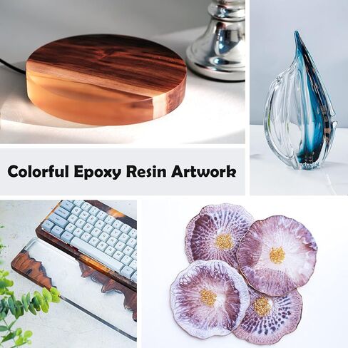 NIUB إيبوكسي الراتنج، 68oz/2L مجموعة الراتنج والمقوي مع أصباغ - تركيبة جديدة من أجل مجموعة راتنجات فنية شفافة وآمنة وغير سامة - بدون فقاعات، تسوية ذاتية وسهلة للمبتدئين - صب عميق لراتنجات الإيبوكسي in Kuwait