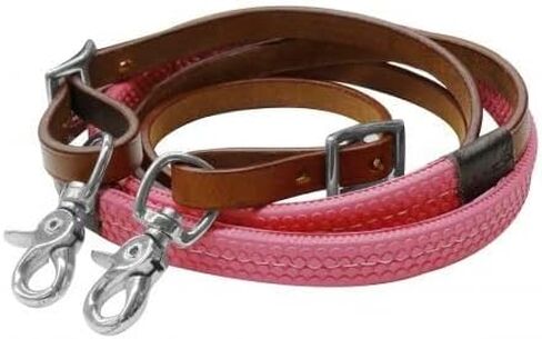 Showman 7' Rubber Grip Leather Barrel Reins w/Scissor Snap Ends in Saudi Arabia