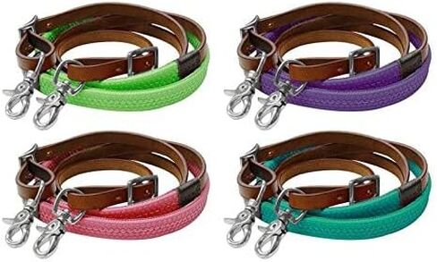 Showman 7' Rubber Grip Leather Barrel Reins w/Scissor Snap Ends in Saudi Arabia