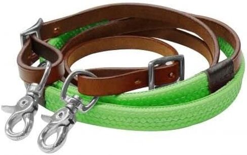 Showman 7' Rubber Grip Leather Barrel Reins w/Scissor Snap Ends in Saudi Arabia