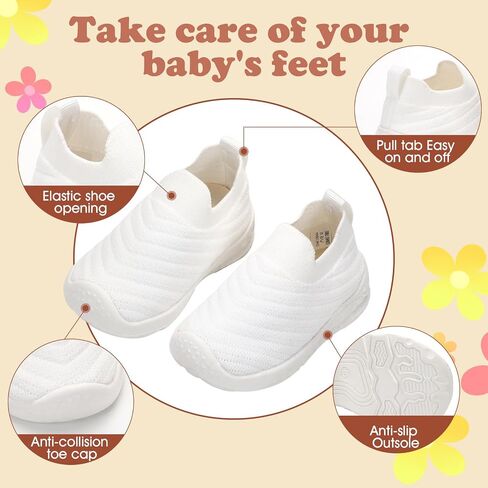 Breathable Baby Sock Shoes,Non-Slip First Walkers 6-24 months,Easy Put on Baby Walking Shoes, Flexible Mesh Toddler Sneakers Boys ,Baby Socks 12-24 months,Barefoot Infant First Steps Shoes,Baby Girl Shoes in Saudi Arabia