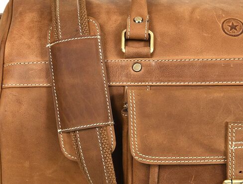 حقيبة سفر مصنوعة من الجلد المحبب بالكامل مع أشرطة قابلة للتعديل | حقيبة كبيرة بمساحة كبيرة وجيوب جانبية بسحاب لعطلة نهاية الأسبوع (جوزي) in Kuwait