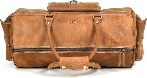 حقيبة سفر مصنوعة من الجلد المحبب بالكامل مع أشرطة قابلة للتعديل | حقيبة كبيرة بمساحة كبيرة وجيوب جانبية بسحاب لعطلة نهاية الأسبوع (جوزي) in Kuwait