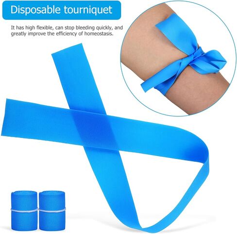 Healifty 20Pcs Latex-Free Tourniquet Disposable Tourniquet Tourniquet Band Rubber Single Use Tourniquet TPE Tourniquet 1 X 18 - Blue in Saudi Arabia