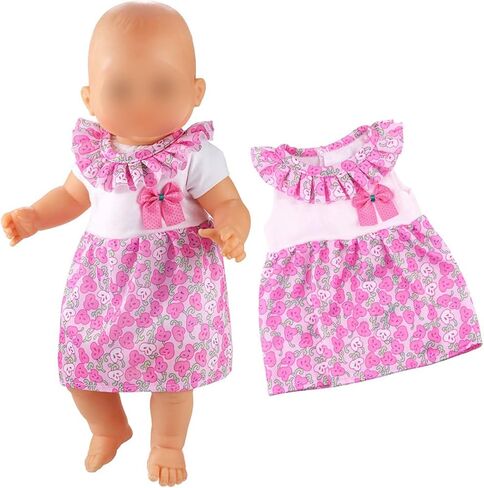 باروا 5 قطع فساتين ملابس جميلة مصنوعة يدويًا لدمية مقاس 14 إلى 16 بوصة ودمية مقاس 18 بوصة in Kuwait