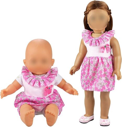 باروا 5 قطع فساتين ملابس جميلة مصنوعة يدويًا لدمية مقاس 14 إلى 16 بوصة ودمية مقاس 18 بوصة in Kuwait