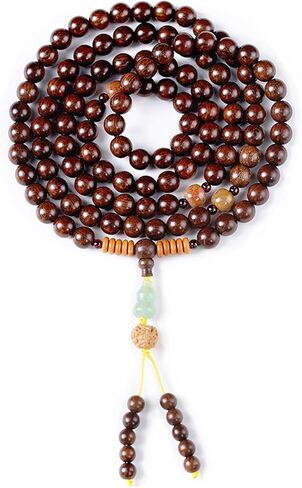 8mm Natural Sandalwood 108 Mala Bracelet for Women with a Jade Wu Lou Buddhist Necklace Prayer Beads in Kuwait