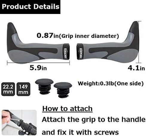 GORIX Bike Ergo Grips Bar End Cycle Lock على المقود دراجة جبلية MTB (GX-849AD3-L1-G2 (الإصدار العالمي)) in Kuwait