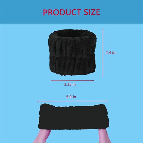 قطعتان من أربطة المعصم النسائية المصنوعة من الألياف الدقيقة لغسل الوجه وقطعة واحدة من ربطات الشعر، وعصابة غسيل للمعصم قابلة للتمدد، وأساور معصم لغسل الوجه in Kuwait