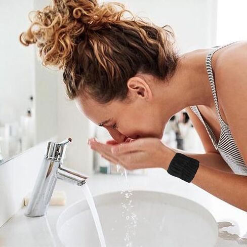 قطعتان من أربطة المعصم النسائية المصنوعة من الألياف الدقيقة لغسل الوجه وقطعة واحدة من ربطات الشعر، وعصابة غسيل للمعصم قابلة للتمدد، وأساور معصم لغسل الوجه in Kuwait