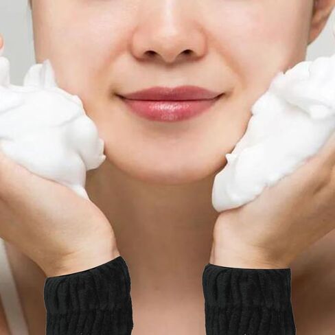 قطعتان من أربطة المعصم النسائية المصنوعة من الألياف الدقيقة لغسل الوجه وقطعة واحدة من ربطات الشعر، وعصابة غسيل للمعصم قابلة للتمدد، وأساور معصم لغسل الوجه in Kuwait