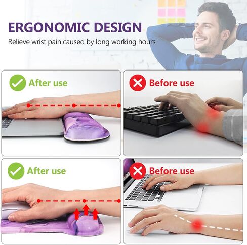 AIMSA Keyboard Wrist Rest and Mouse Pad with Wrist Support Set, Memory Foam Ergonomic Non-Slip Rubber Base, Easy Typing and Pain Relieve for Computer, Laptop,Big Sea Waves in Saudi Arabia