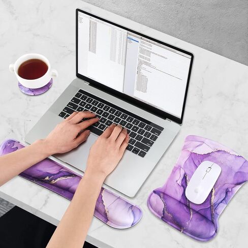 AIMSA Keyboard Wrist Rest and Mouse Pad with Wrist Support Set, Memory Foam Ergonomic Non-Slip Rubber Base, Easy Typing and Pain Relieve for Computer, Laptop,Big Sea Waves in Saudi Arabia