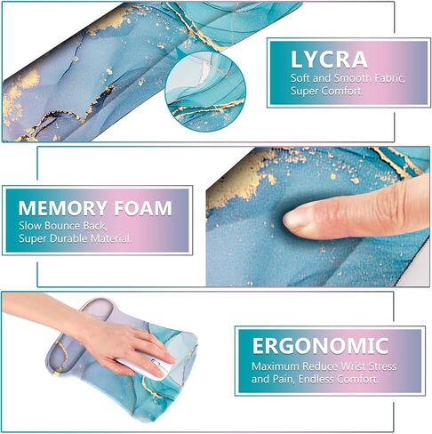 AIMSA Ergonomic Keyboard Wrist Rest and Mouse Pad with Wrist Support Set, Memory Foam Non-Slip Rubber Base, for Home, Office, Easy Typing, Pain Relief, Peony Flowers in Saudi Arabia