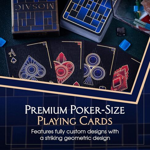 Mosaic Blue Diamond Playing Cards, Elegant Embossed and Foiled Deck of Cards with Fully Custom Designs with Free Card Game eBook, Premium Card Deck, Cool Poker Cards, Unique Colors for Kids & Adults in Kuwait