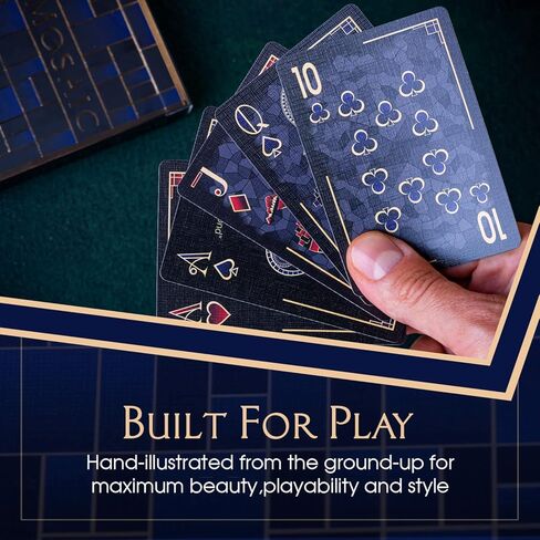 Mosaic Blue Diamond Playing Cards, Elegant Embossed and Foiled Deck of Cards with Fully Custom Designs with Free Card Game eBook, Premium Card Deck, Cool Poker Cards, Unique Colors for Kids & Adults in Kuwait