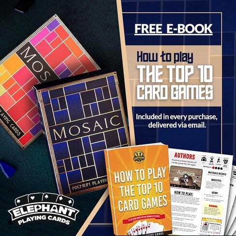 Mosaic Blue Diamond Playing Cards, Elegant Embossed and Foiled Deck of Cards with Fully Custom Designs with Free Card Game eBook, Premium Card Deck, Cool Poker Cards, Unique Colors for Kids & Adults in Kuwait