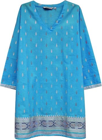 AV Hand Block Printed V Neck Tunic in Saudi Arabia