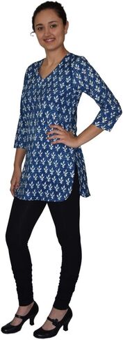 AV Hand Block Printed V Neck Tunic in Saudi Arabia