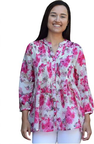 AV Hand Block Printed V Neck Tunic in Saudi Arabia