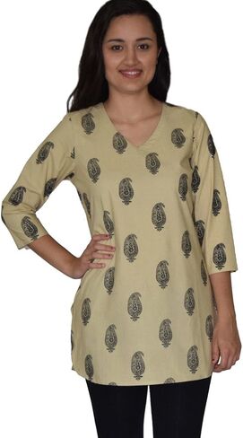 AV Hand Block Printed V Neck Tunic in Saudi Arabia