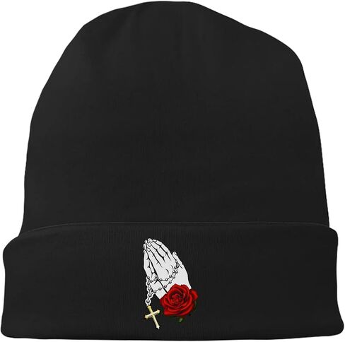 Black Beanie for Men Women Flexible Classic Adult Beanie Cap Hip Hop Cap for Men Winter Warm Knitted Hat Chemo Cap Headwear in Kuwait