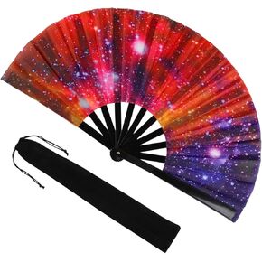 Large Folding Hand Fan for Line Dance, Men/Women Rave Hand Fan, Clack Popping Fans for Boots On The Ground Dance, EDM, Wedding, Party (Mushroom) in Kuwait