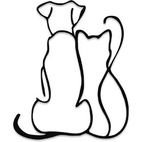 Rajukit Minimalist Dog & Cat Metal Wall Art–Pet Line Art Decor for Animal Lovers–Dog and Cat Wall Decor Set for Living Rooms,Nurseries in Saudi Arabia