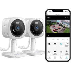 Hugolog Security Cameras Outdoor, Cameras for Home Security Indoor Camera, Color Night Vision, Spotlight, 2-Way Audio, US Cloud & Local Storage, White in Kuwait