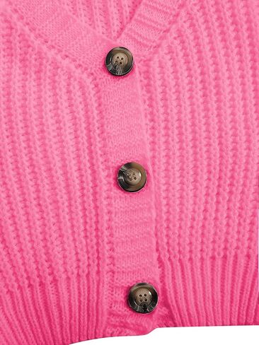 GORGLITTER Women's Button Up Cropped Cardigan Sweaters Chunky Knit Long Sleeve Trendy 2025 Fall Cardigans in Saudi Arabia