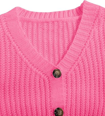 GORGLITTER Women's Button Up Cropped Cardigan Sweaters Chunky Knit Long Sleeve Trendy 2025 Fall Cardigans in Saudi Arabia