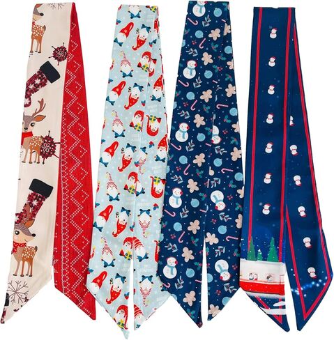 QTMY 4 Pack Christmas Purse Scarf for Bags Silk Head Scarf for Hair Neck Scarves Ribbon for Gift Wrapping,58 in Saudi Arabia