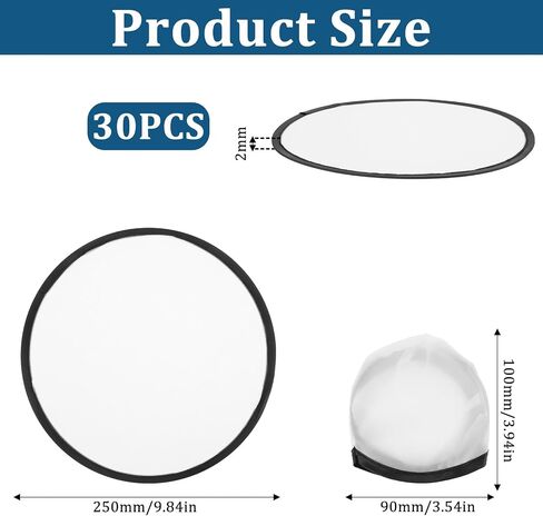 30pcs تسامي المشجعين أبيض قابل للطي مراوح قرص طيران 9.8 بوصة سوداء حافة مروحة قابلة للطي مجموعة لحفلات حفلات الزفاف النشاط في الهواء الطلق in Saudi Arabia