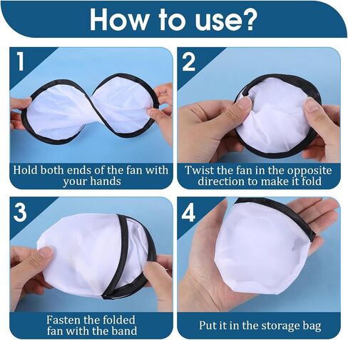 30pcs تسامي المشجعين أبيض قابل للطي مراوح قرص طيران 9.8 بوصة سوداء حافة مروحة قابلة للطي مجموعة لحفلات حفلات الزفاف النشاط في الهواء الطلق in Saudi Arabia