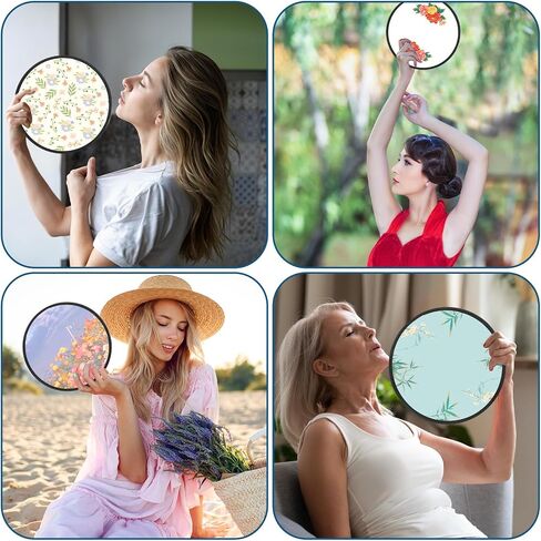 30pcs تسامي المشجعين أبيض قابل للطي مراوح قرص طيران 9.8 بوصة سوداء حافة مروحة قابلة للطي مجموعة لحفلات حفلات الزفاف النشاط في الهواء الطلق in Saudi Arabia