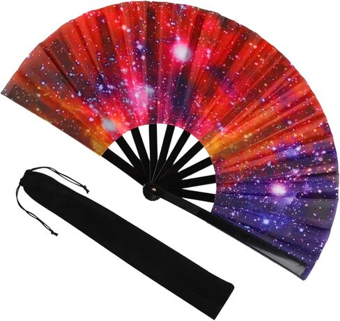Large Folding Hand Fan for Line Dance, Men/Women Rave Hand Fan, Clack Popping Fans for Boots On The Ground Dance, EDM, Wedding, Party (Mushroom) in Kuwait