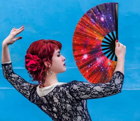 Large Folding Hand Fan for Line Dance, Men/Women Rave Hand Fan, Clack Popping Fans for Boots On The Ground Dance, EDM, Wedding, Party (Mushroom) in Kuwait