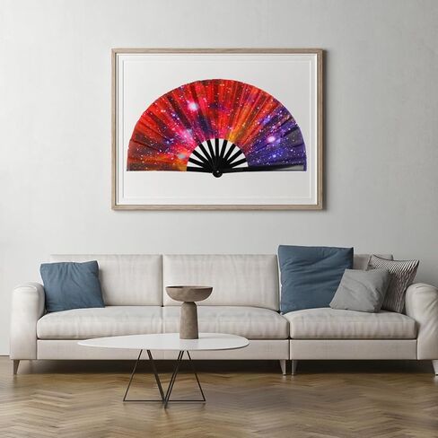 Large Folding Hand Fan for Line Dance, Men/Women Rave Hand Fan, Clack Popping Fans for Boots On The Ground Dance, EDM, Wedding, Party (Mushroom) in Kuwait