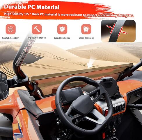 1/4 الزجاج الأمامي لـ Zforce 950 ، نافذة نصف متينة للخدش مقاومة للكمبيوتر الشخصي لعام 2022-2024 CFMOTO ZFORCE 950 H.O/ 950 H.O.E.X./ 2020-2022 ZFORCE 950 Sports Accessories in Kuwait