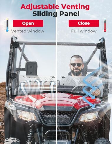 KEMIMOTO 2-IN-1 UTV Front Windshield with Sliding Window Compatible with 2017-2020 Pioneer 500/2021+ Pioneer 520, Dual-Coated PC Material, Dustproof Full Windshield Use with Hard or Soft Roofs in Saudi Arabia