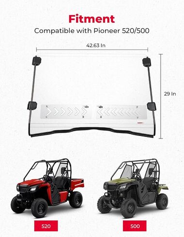 KEMIMOTO 2-IN-1 UTV Front Windshield with Sliding Window Compatible with 2017-2020 Pioneer 500/2021+ Pioneer 520, Dual-Coated PC Material, Dustproof Full Windshield Use with Hard or Soft Roofs in Saudi Arabia