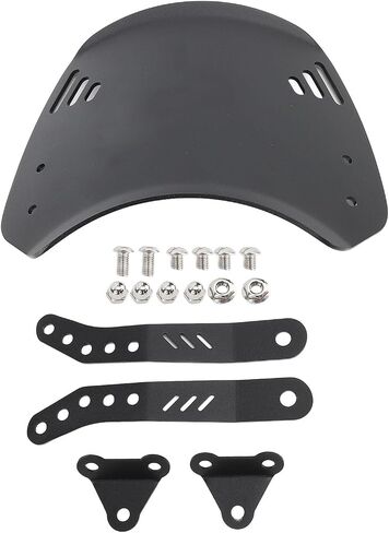 Qiilu Universal Motorcycle Windshield with Bracket Aluminum Wind Deflector Front Flyscreen for 6.5 to 9.45in Headlight with High Wind Protection (Silver) in Saudi Arabia
