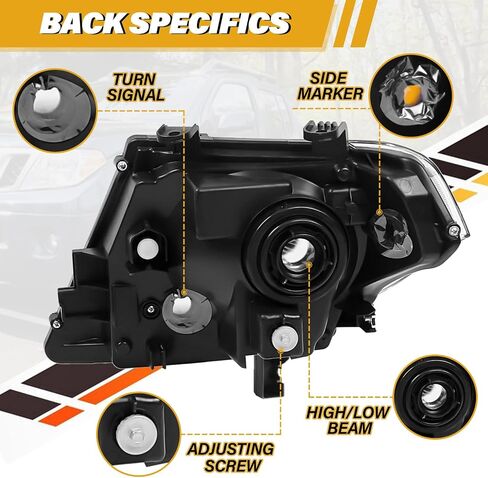 Headlights Assembly Compatible with Nissan 2009-2021 Frontier Headlamps, Halogen Type Replacements for 26060ZL40A 26010ZL40A, w/o Bulbs, Chrome Housing Clear Lens Amber Corner, Left and Driver Side in Saudi Arabia