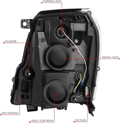 زوجات محرك الحمض النووي المصابيح الأمامية OE Style Projector متوافقة مع 07-14 Cadillac Escalade ESV Ext ، Chrome/Clear ، HL-OH-CE07-CL1 in Saudi Arabia