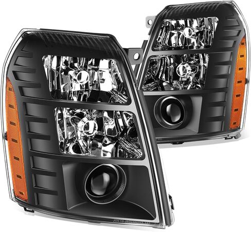 زوجات محرك الحمض النووي المصابيح الأمامية OE Style Projector متوافقة مع 07-14 Cadillac Escalade ESV Ext ، Chrome/Clear ، HL-OH-CE07-CL1 in Saudi Arabia