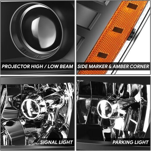 زوجات محرك الحمض النووي المصابيح الأمامية OE Style Projector متوافقة مع 07-14 Cadillac Escalade ESV Ext ، Chrome/Clear ، HL-OH-CE07-CL1 in Saudi Arabia