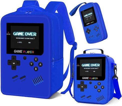 School Backpack for Boys,3pcs Gamer Boys Backpack with Lunch Box Set for Kids Children Teens Elementary Middle School,17" Large Capacity Student Bookbag & Multifunctional Video Game Travel Bag in Saudi Arabia