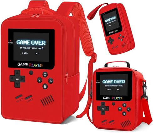 School Backpack for Boys,3pcs Gamer Boys Backpack with Lunch Box Set for Kids Children Teens Elementary Middle School,17" Large Capacity Student Bookbag & Multifunctional Video Game Travel Bag in Saudi Arabia