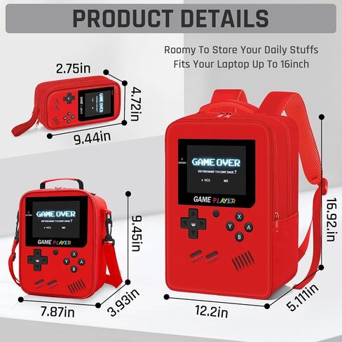 School Backpack for Boys,3pcs Gamer Boys Backpack with Lunch Box Set for Kids Children Teens Elementary Middle School,17" Large Capacity Student Bookbag & Multifunctional Video Game Travel Bag in Saudi Arabia
